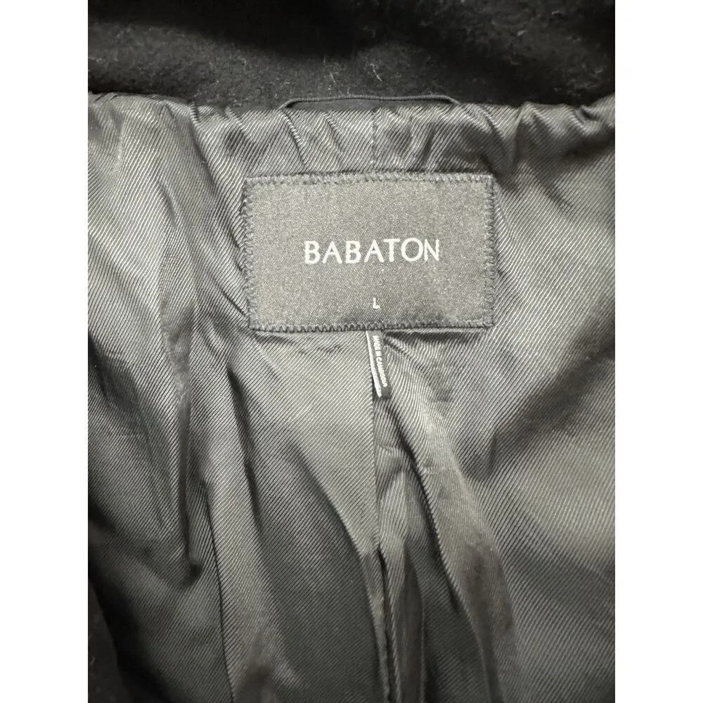 Babaton‎ Coat Wool Cashmere Sz Large Hood Black Soft Button Up Trench